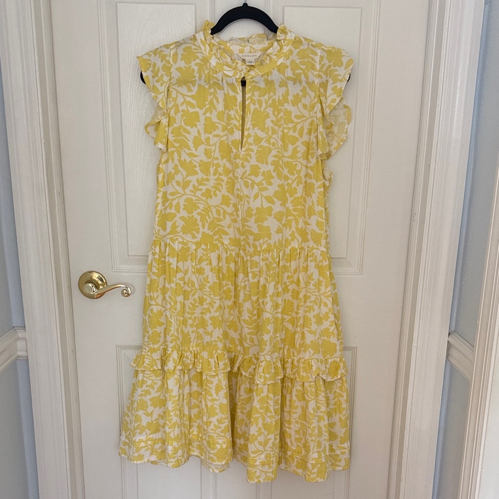 Caslon Yellow & White Floral Ruffle Tier Dress